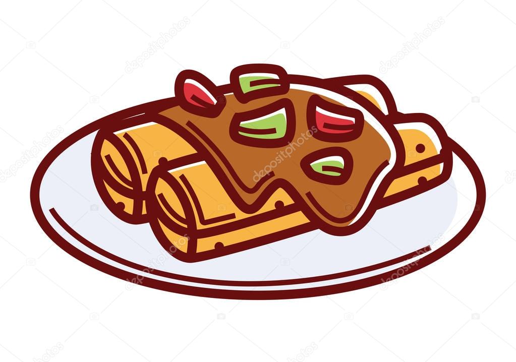 Enchiladas with spicy sauce — Stock Vector © Sonulkaster 165625480