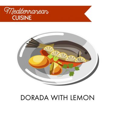 Dorada parlak plaka üzerinde limonlu