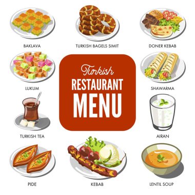 Turkish cuisine dishes  clipart