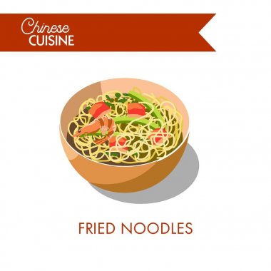 Fried Noodle karides ve somon ile 