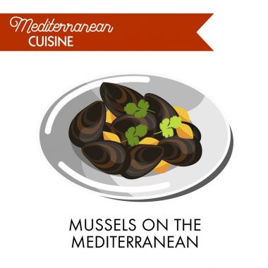 Midye maydanoz ile plaka üzerinde