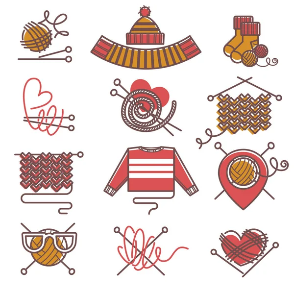 Knitted clothing icons — Stock Vector