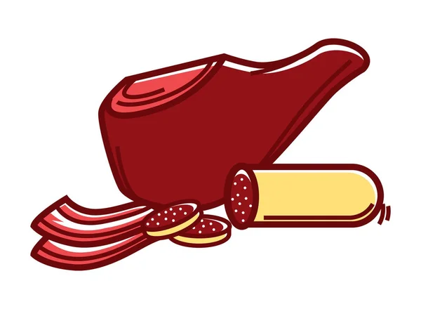 Prosciutto e salsiccia grassa — Vettoriale Stock