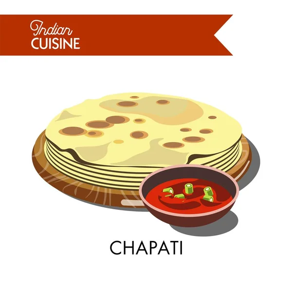 Ινδική chapati με καυτή σάλτσα — Διανυσματικό Αρχείο