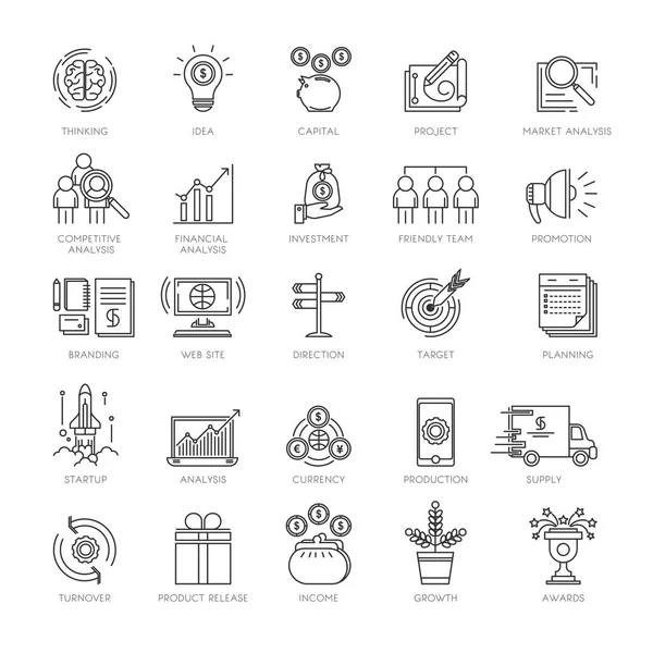 Iconos de negocio de inicio — Vector de stock