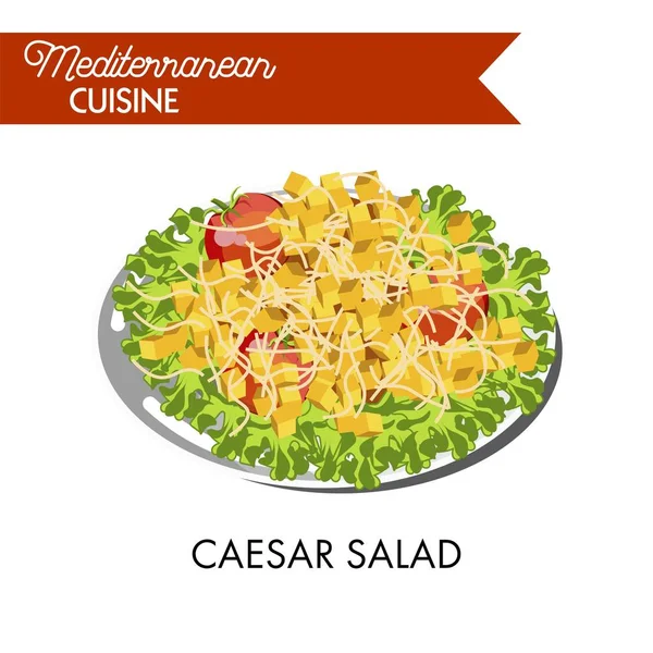 Caesar salad on plate — Stock Vector
