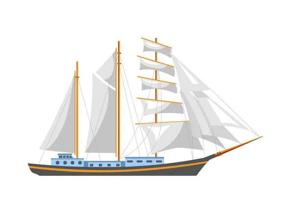 Riesiges Segelboot mit Leinwand — Stockvektor
