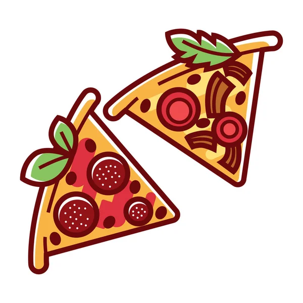 Rebanadas de pizza con salami — Vector de stock