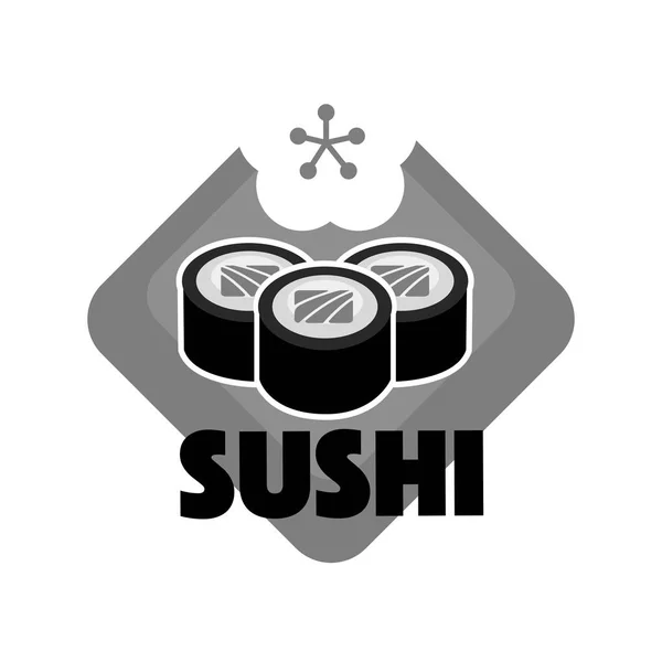 Sushi emblema com rolos — Vetor de Stock