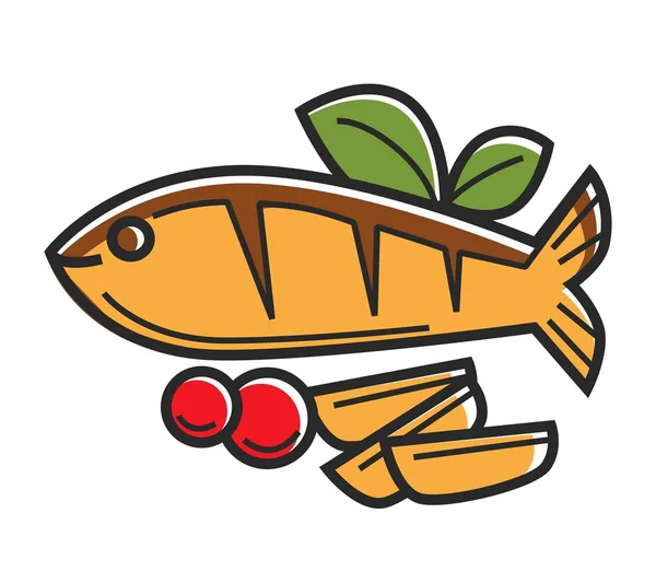 Cocina griega pescado vector — Vector de stock