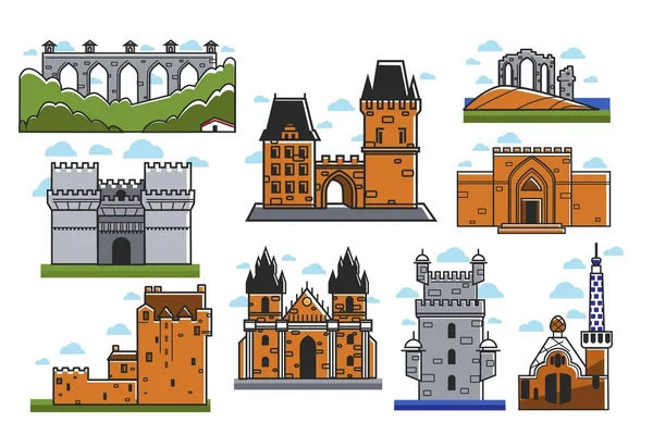 Ancient European castles set — Stock Vector