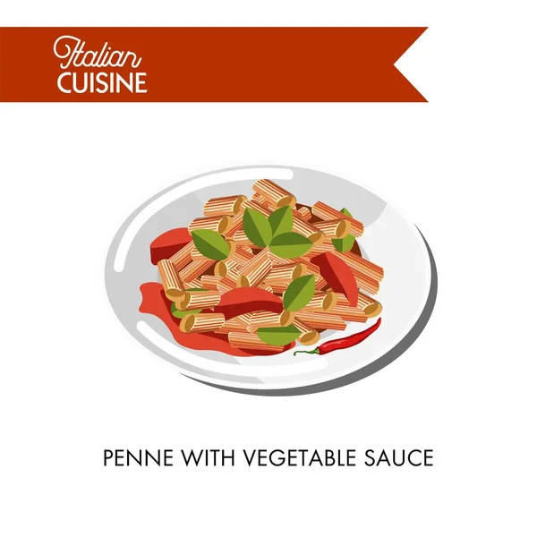 Penne mit Gemüsesauce — Stockvektor