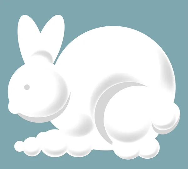 Silueta de conejo de nubes — Vector de stock