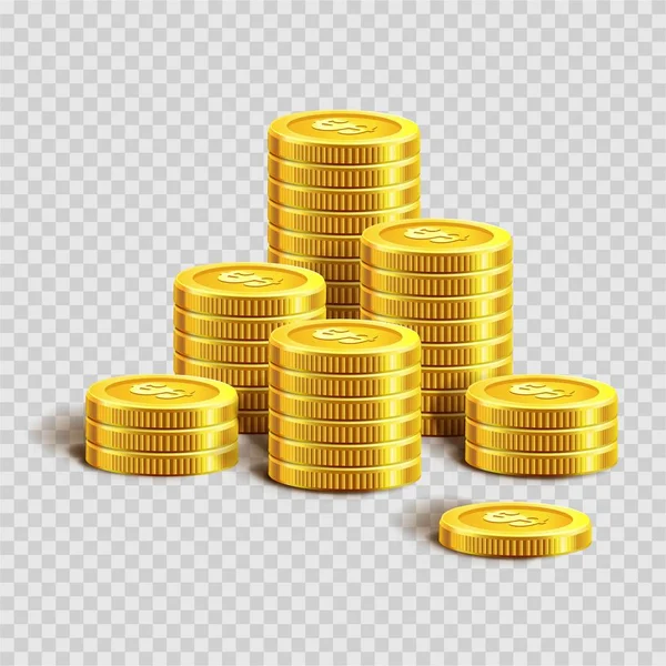 Pilas monedas con signo de dólar — Vector de stock