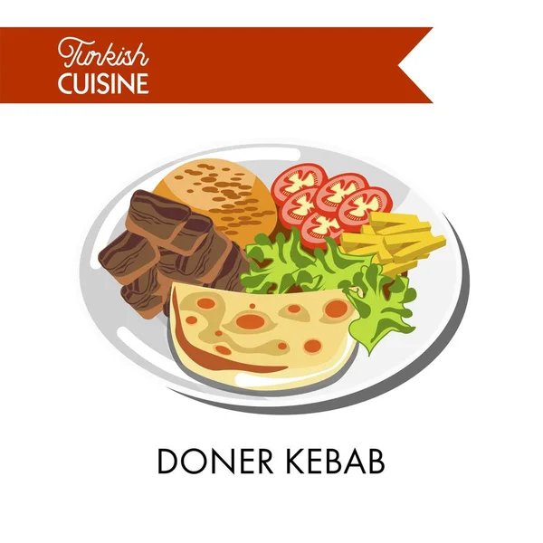 Doner kebab con verduras — Vector de stock