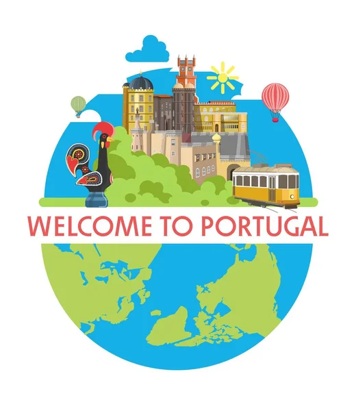 Welcome to Portugal promotional poster — Stock Vector