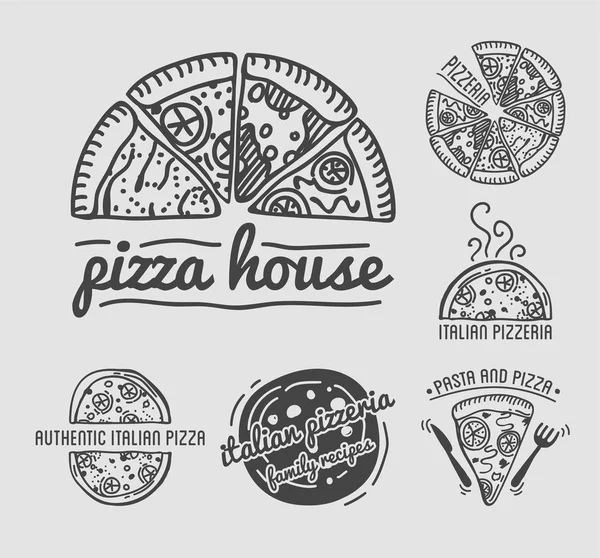 Italiaanse pizza huis emblemen — Stockvector