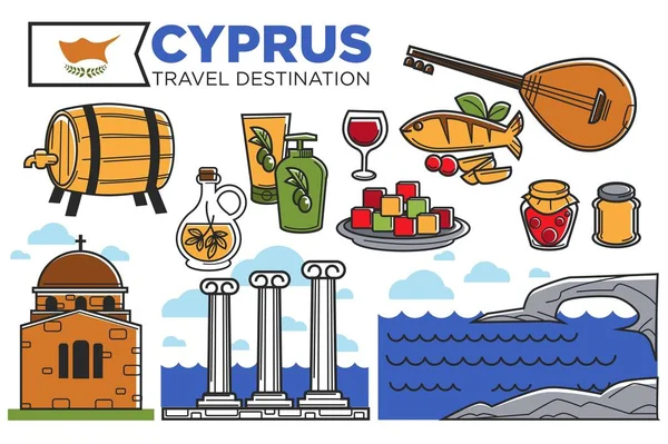 Κύπρος ταξίδια σύμβολα — Διανυσματικό Αρχείο
