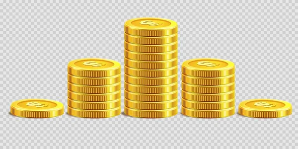 Monedas de oro pilas — Vector de stock