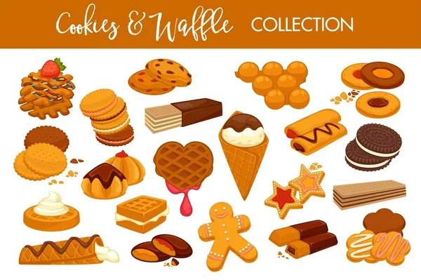 Cookies and waffles collection — Stock Vector