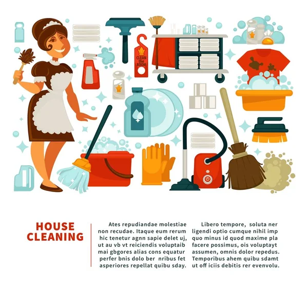 Servizio di pulizia casa — Vettoriale Stock