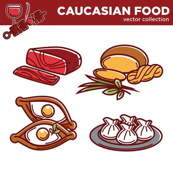 Deliciosa autêntica comida caucasiana — Vetor de Stock