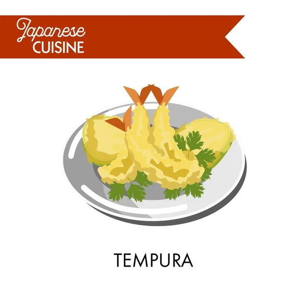 Tempura hecha de langostinos — Vector de stock