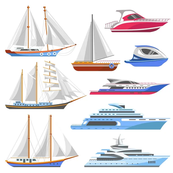 Yacht csónak ikonok — Stock Vector