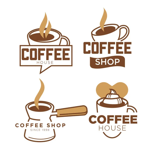 Coffeeshop tasse de café et cappuccino ensemble — Image vectorielle
