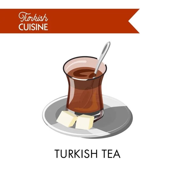 Bardakta Türk çayı — Stok Vektör