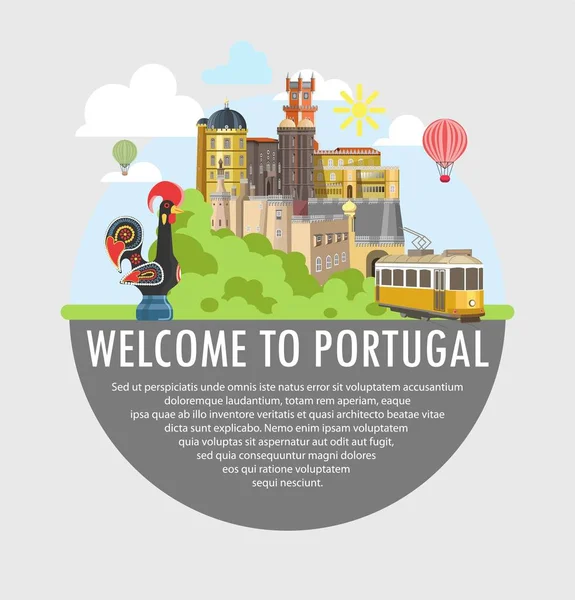 Portugal-reizen-poster — Stockvector