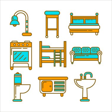 Parlak renkler kümesi mobilya