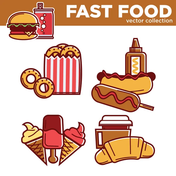 Sammlung von leckerem Fast Food — Stockvektor