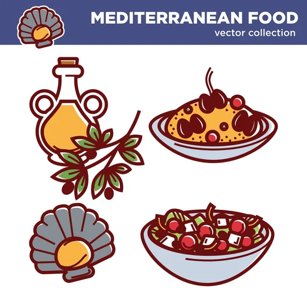 Delizioso cibo mediterraneo — Vettoriale Stock