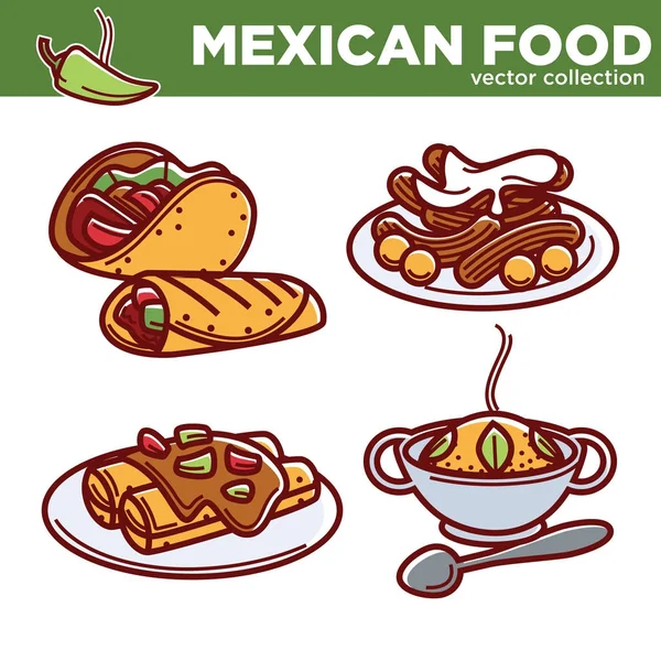 Deliciosa comida mexicana — Vector de stock