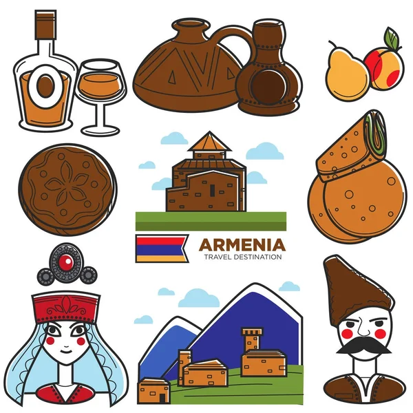 Symbole podróży Turystyka Armenia — Wektor stockowy