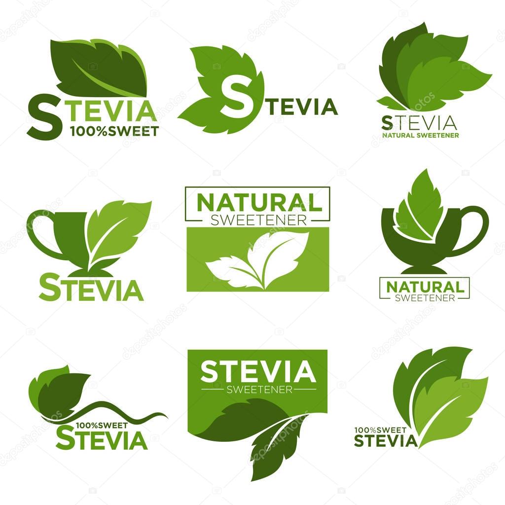 sweetener Stevia sugar logo templates