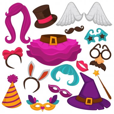 Karnaval maskeleri ve kostüm Icons set