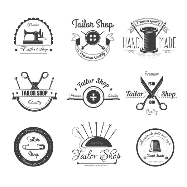 Kleermaker winkel salon pictogrammen — Stockvector