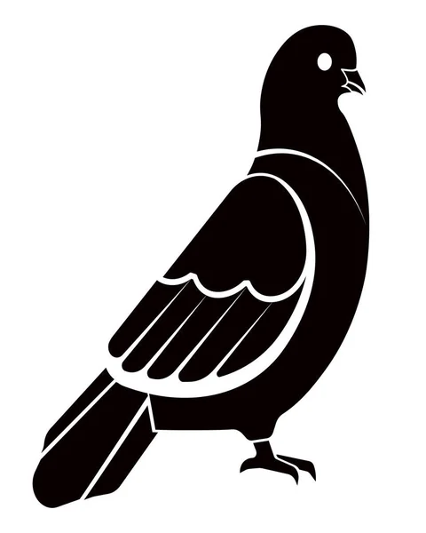 Simple black pigeon bird — Stock Vector