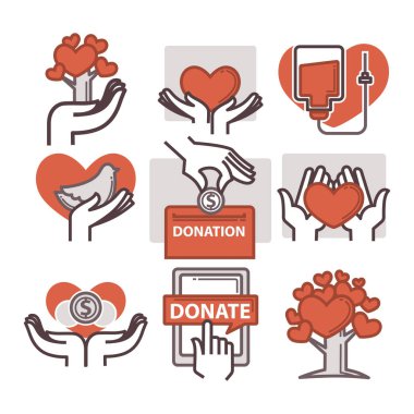 Bağış ve gönüllü çalışma simgeler
