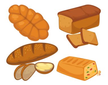 Ekmek düz Icons set 