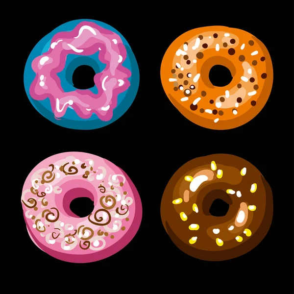 Reihe von leckeren Donuts — Stockvektor