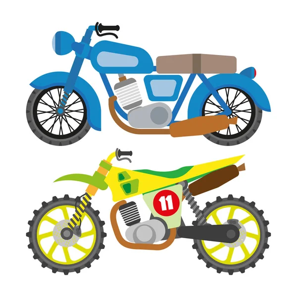 Conjunto de ícones de motocicleta plana — Vetor de Stock