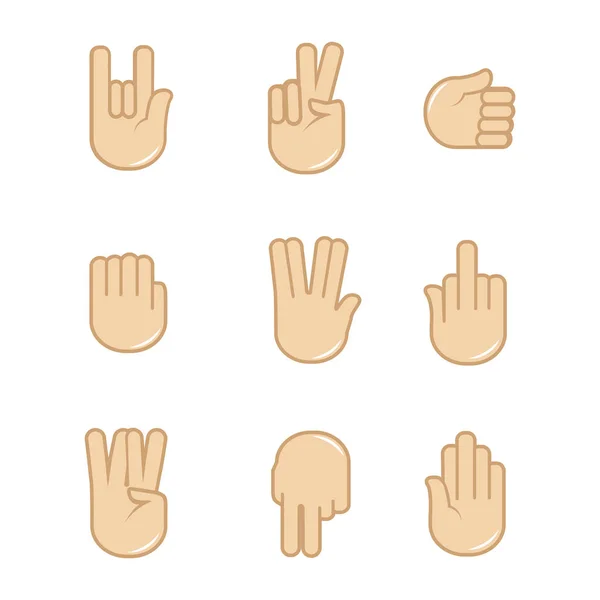 Vector set van hand gebaren pictogrammen — Stockvector