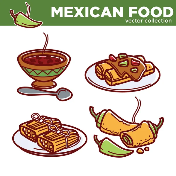 Masakan masakan Meksiko - Stok Vektor