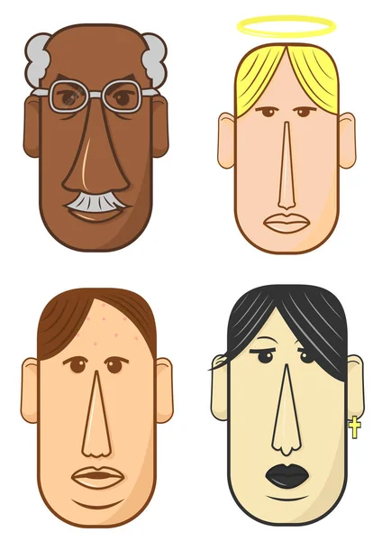 Hombre cabezas personajes — Archivo Imágenes Vectoriales