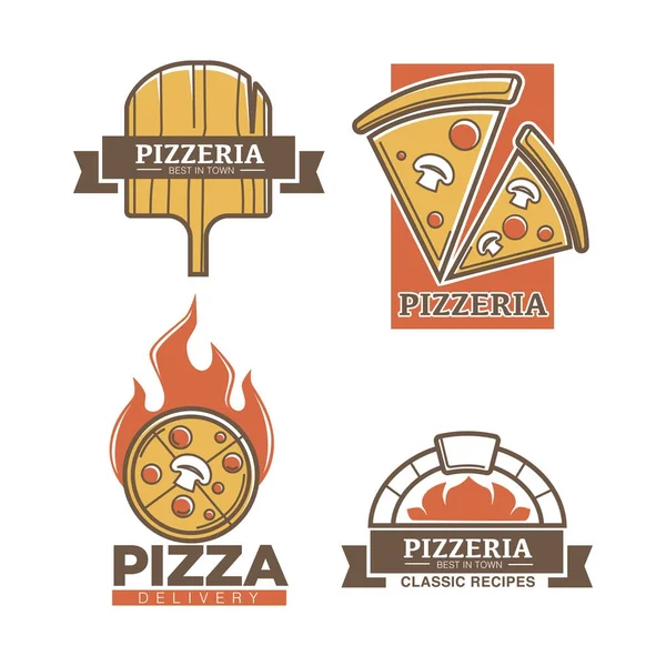 Pizza restaurant logo sada — Stockový vektor