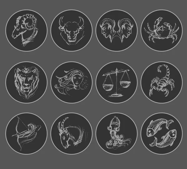 Ensemble de symboles astrologiques du zodiaque — Image vectorielle