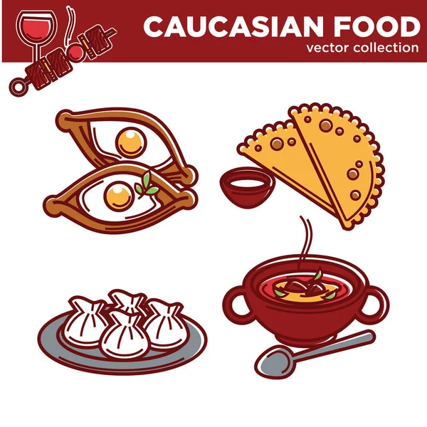 Caucasian cuisine food — Stock Vector